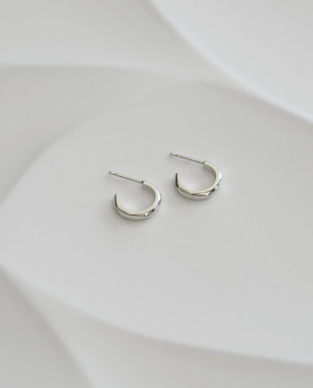 Sterling Silver Mini Geometric Hoop Earrings