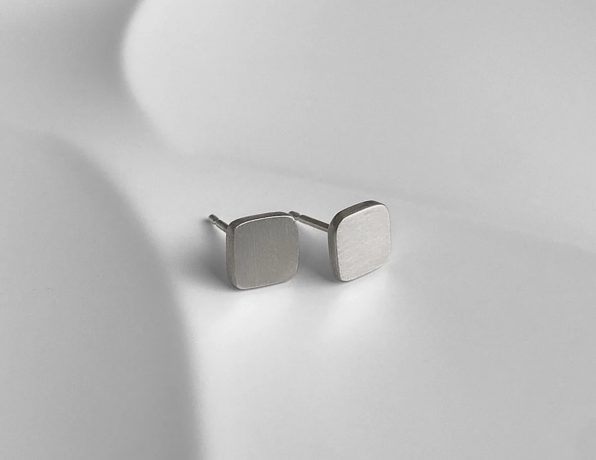 Sterling Silver contemporary stud earrings - squares