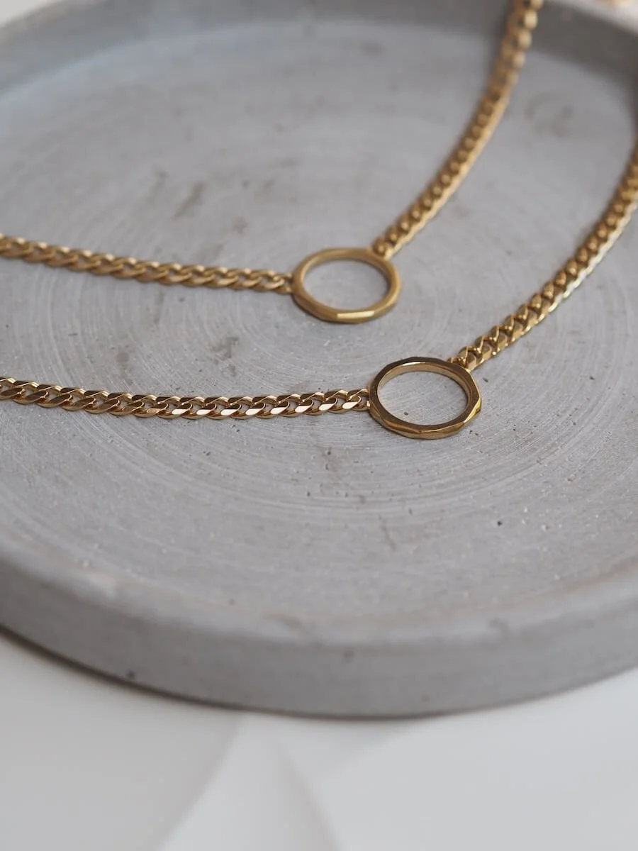 Gold Vermeil Matte Curb Chain Necklace