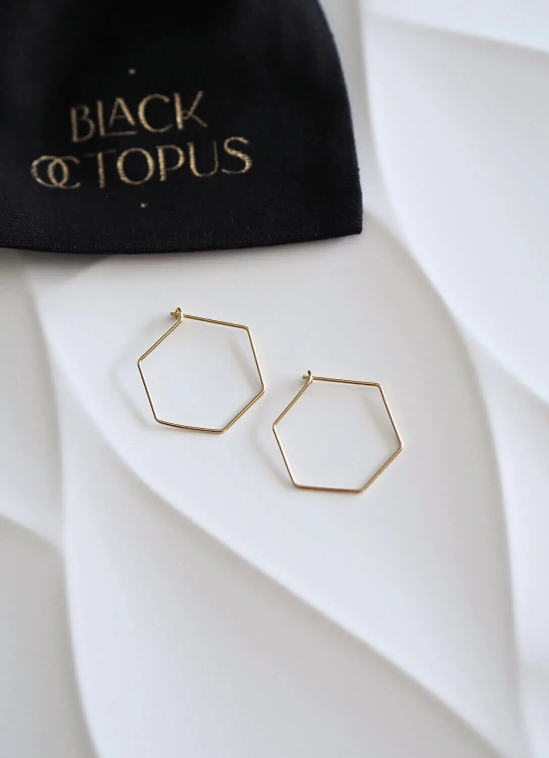 Gold wire hexagon hoops