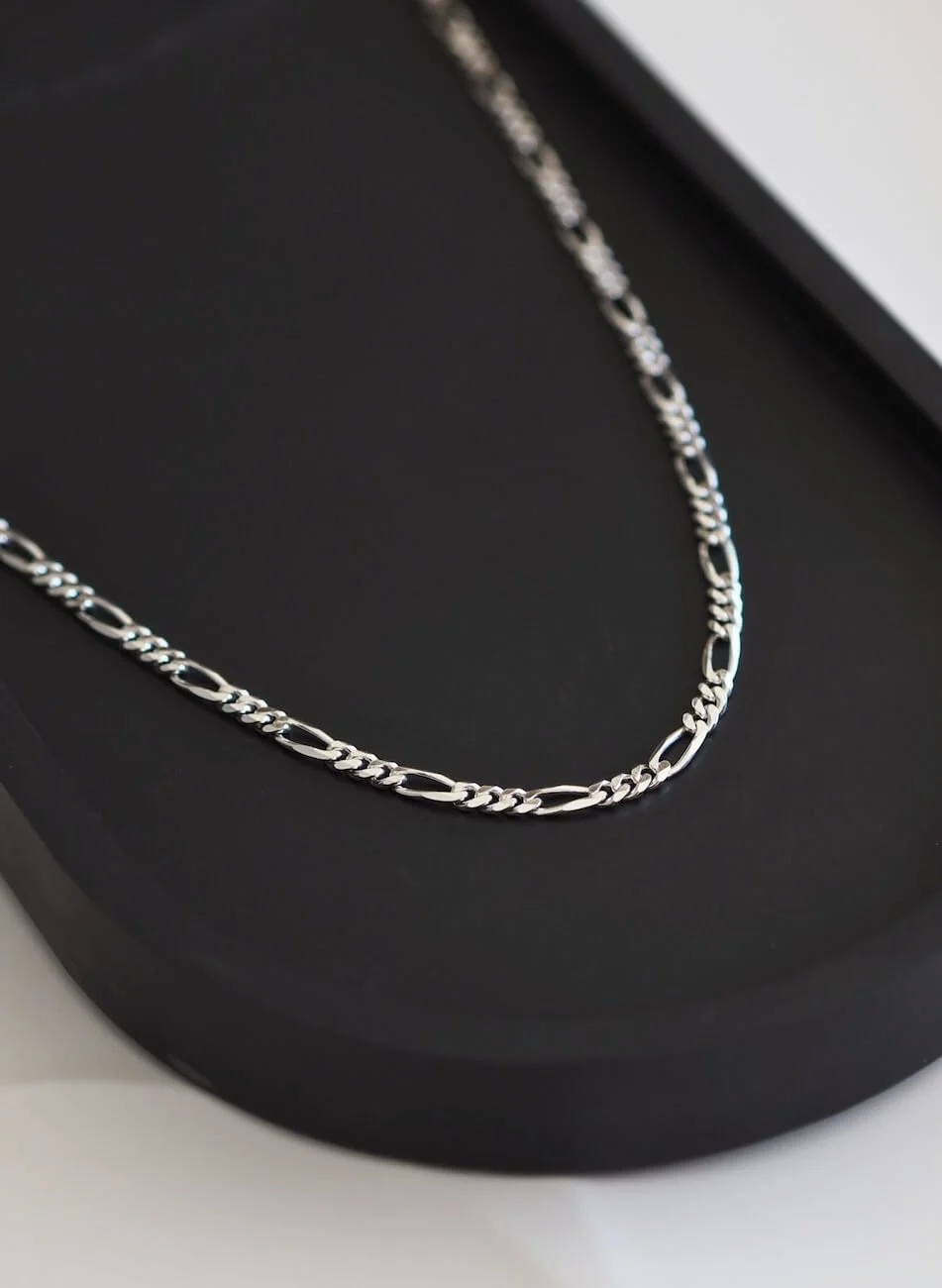 Sterling Silver Statement Figaro Chain Necklace
