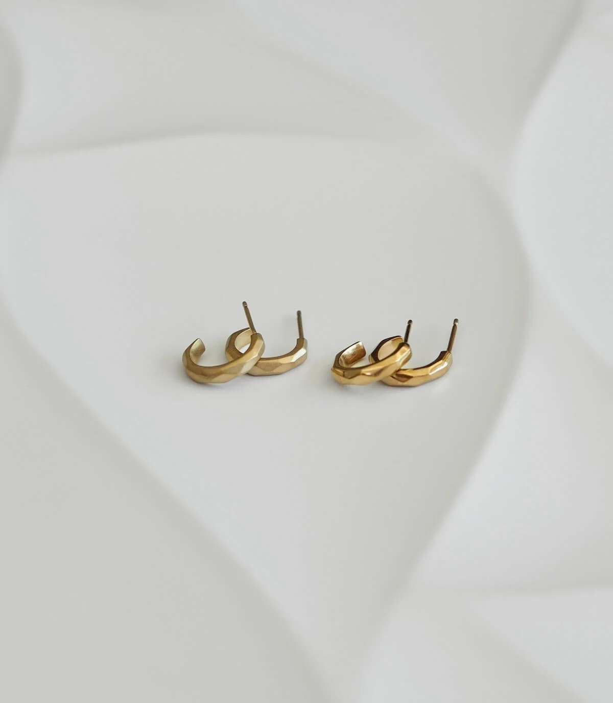 Matte Polished Gold Vermeil Mini Geometric Hoop Earrings