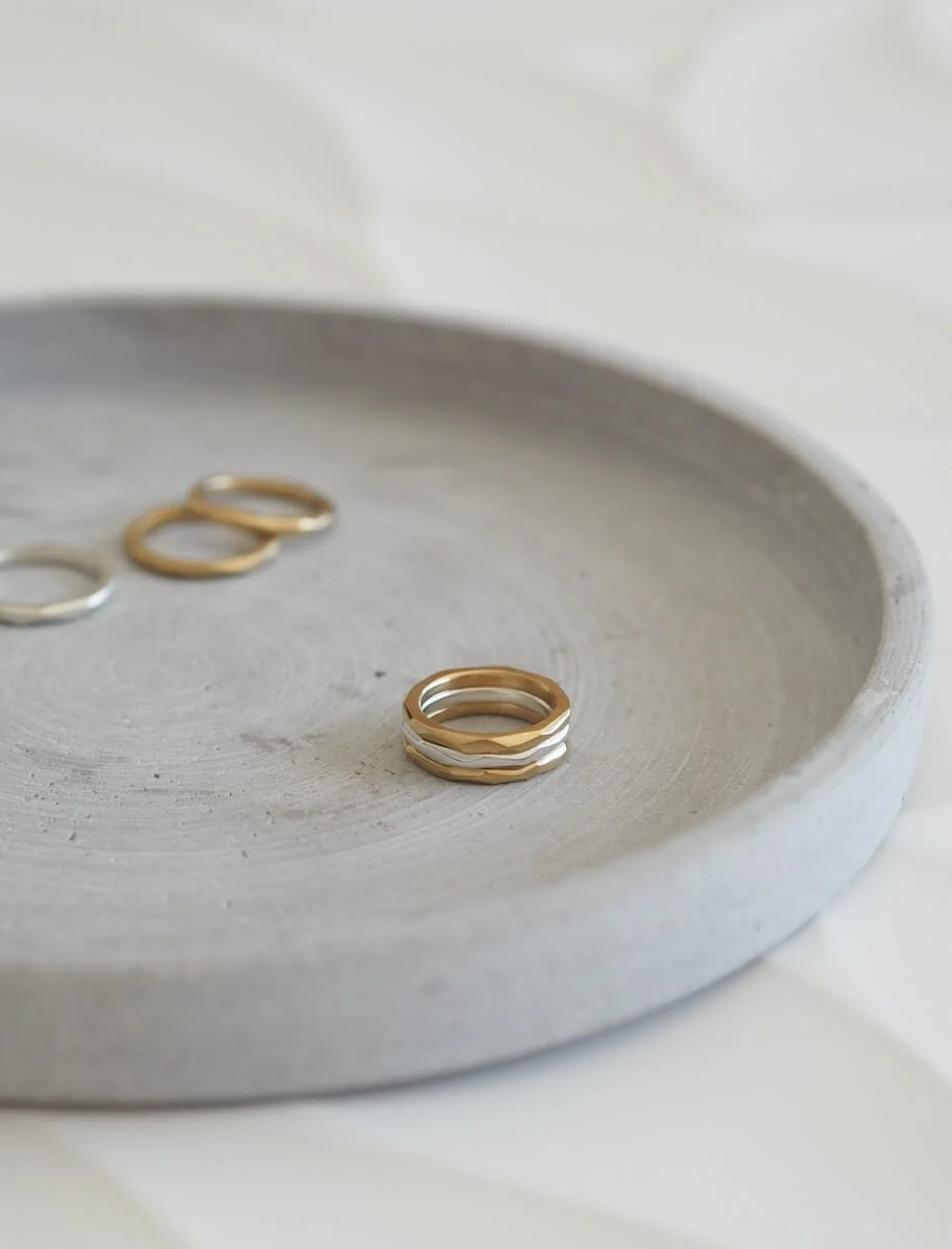 Silver Gold Geometric stacking rings