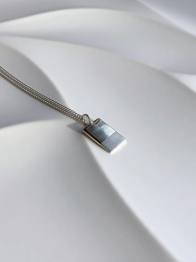 Sterling Silver Rectangle minimalist necklace