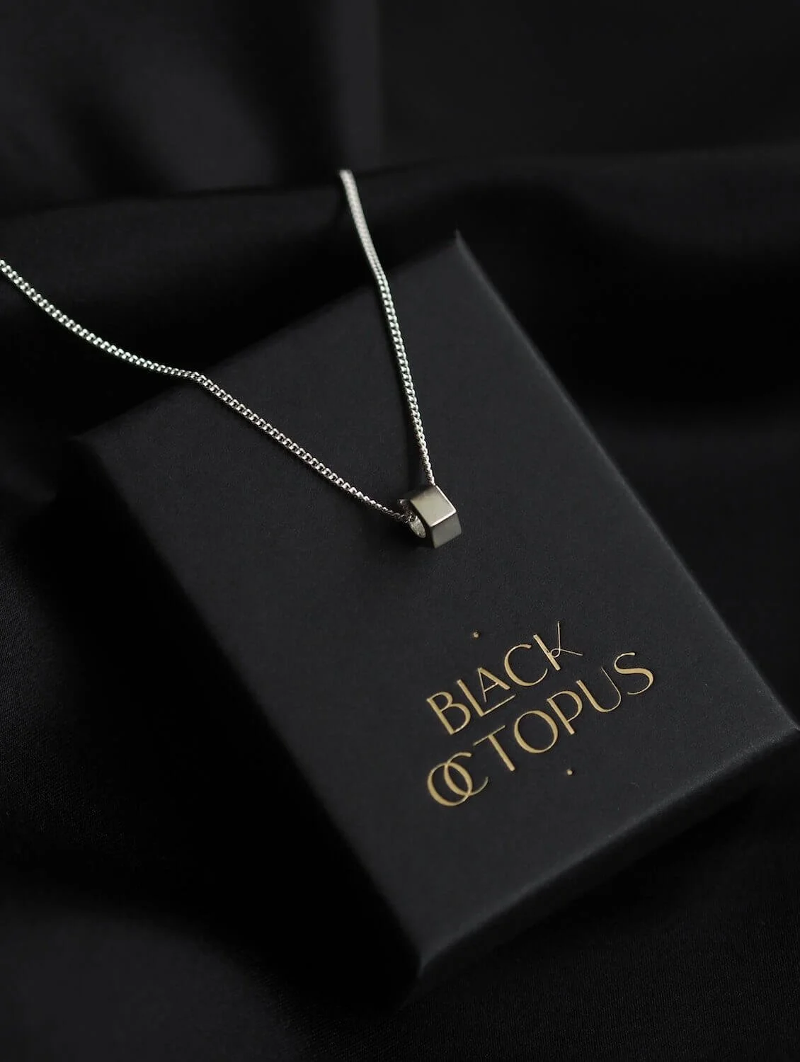Silver hexagon 'hex nut' minimalist pendant on curb chain