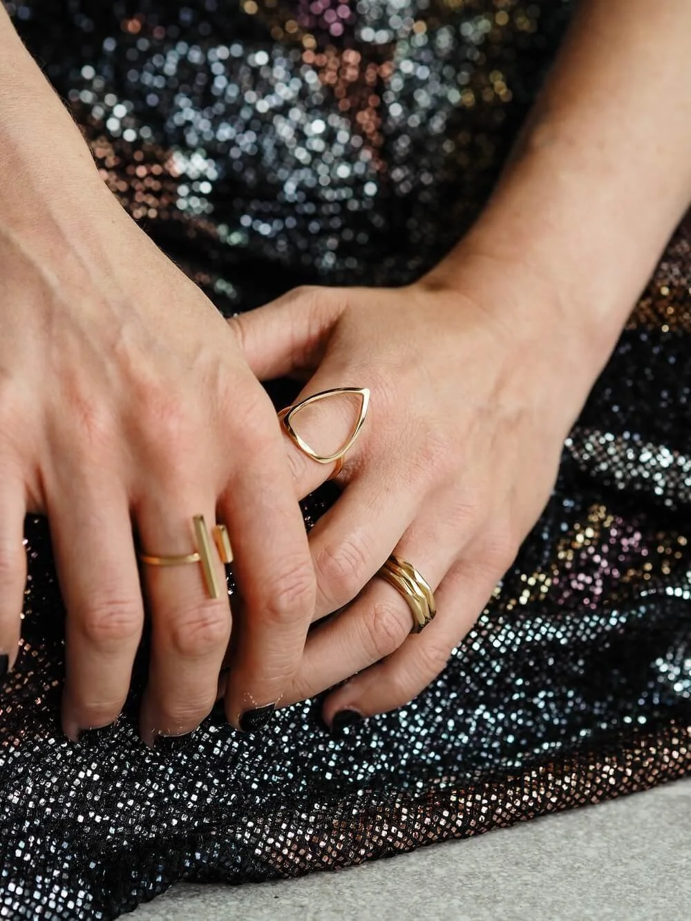 Geometric 9ct Gold Stacking Rings