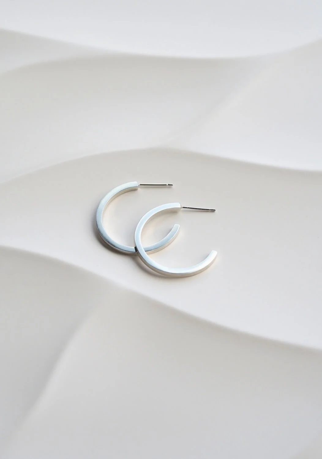 Silver square open hoop earrings