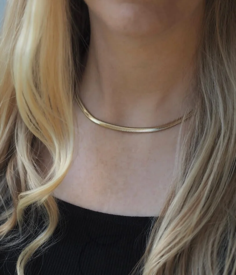 Flat Gold Snake Chain Necklace
