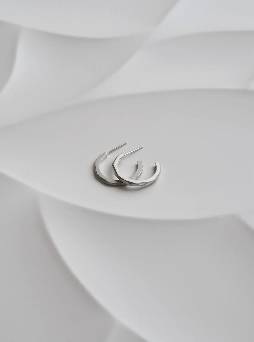 Sterling Silver Statement Geometric Hoop Earrings