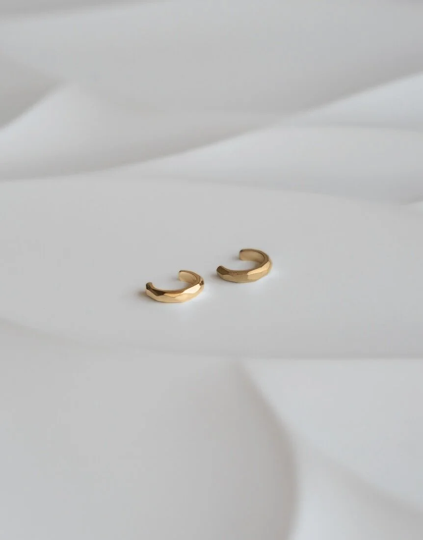 Matte Polished Gold Vermeil Geometric conch cuff earring