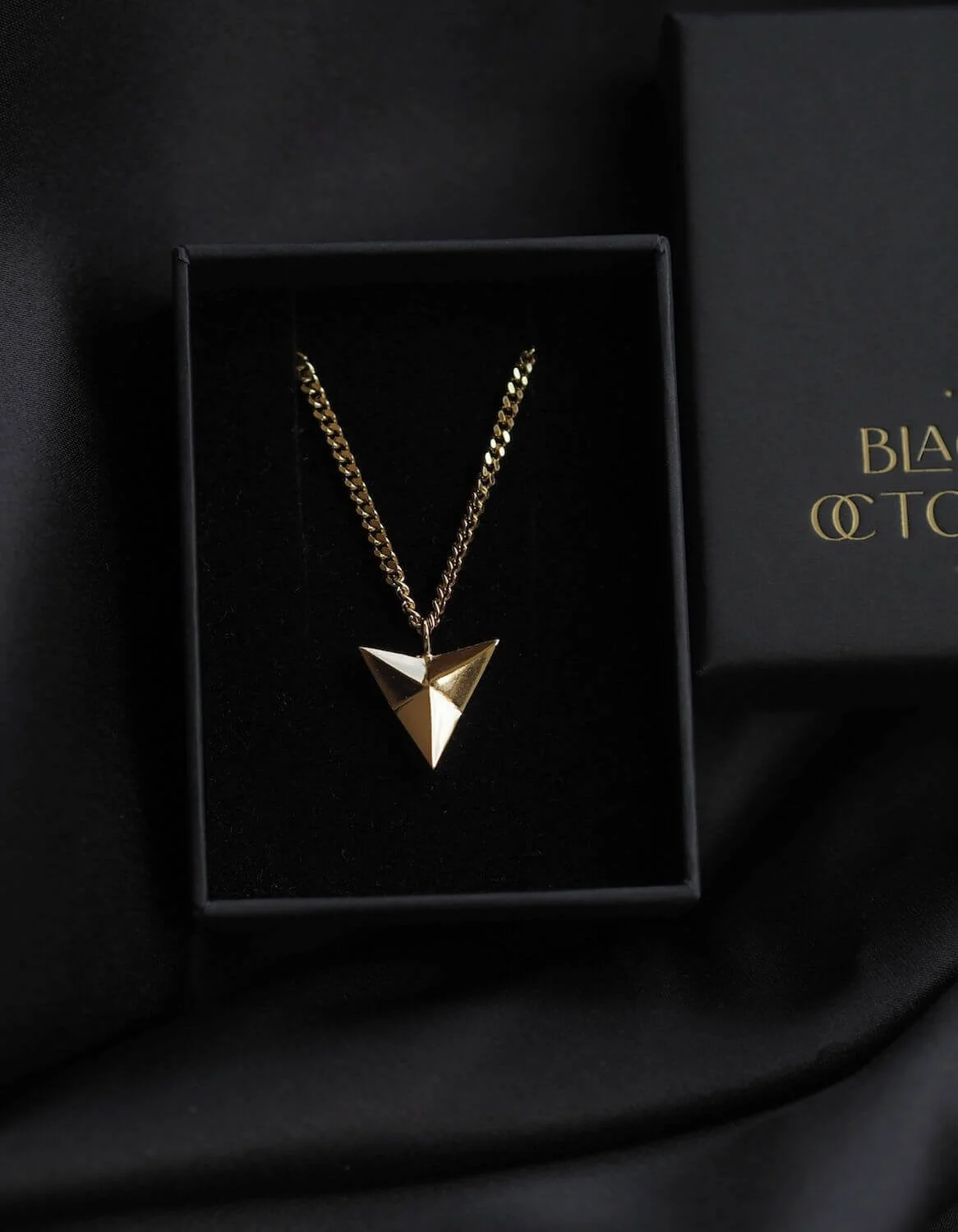 Gold Statement Arrowhead pendant on curb chain