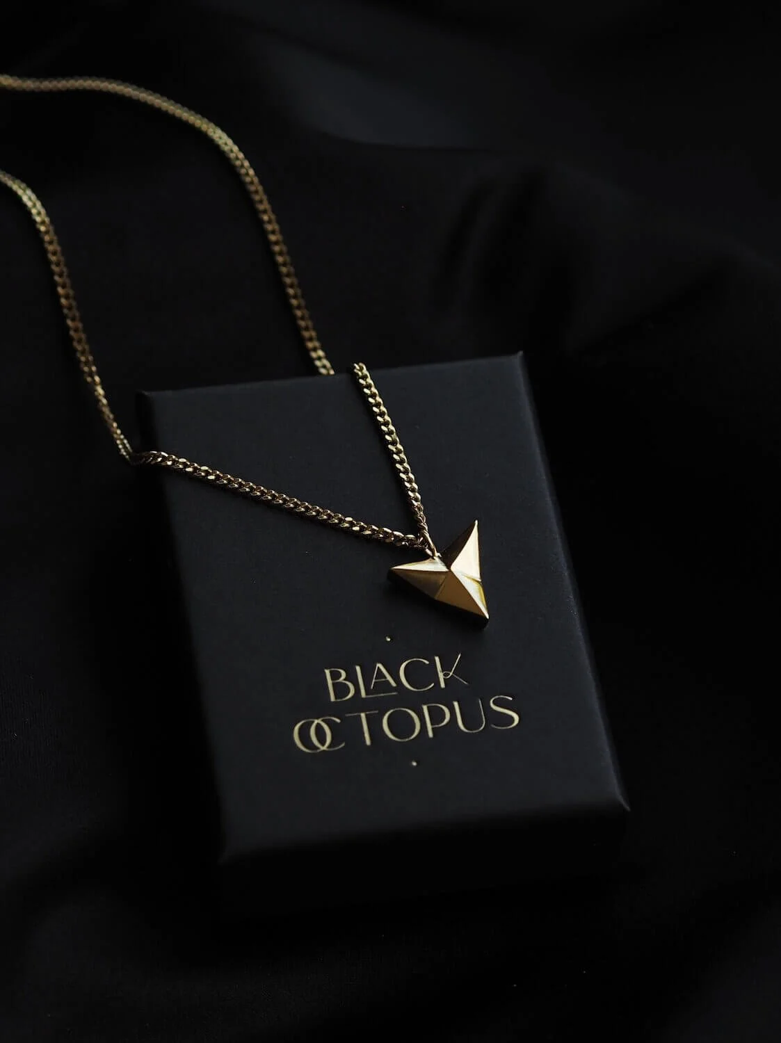 Gold Statement Arrowhead pendant on curb chain