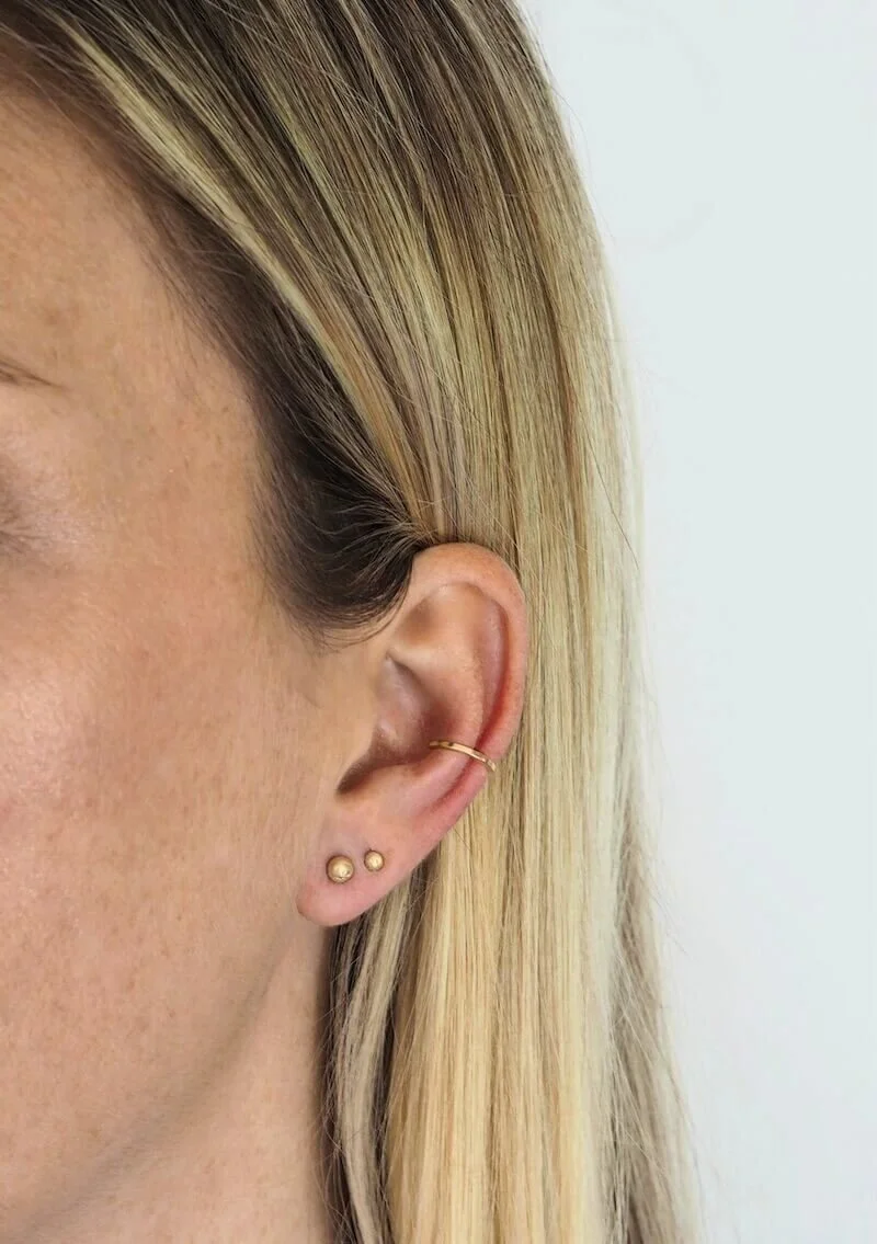 Gold Vermeil Sustainable Stud Earrings Modelled
