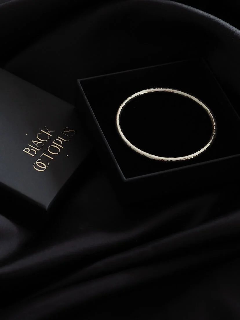 Sterling Silver round hammered bangle luxury gift packaging