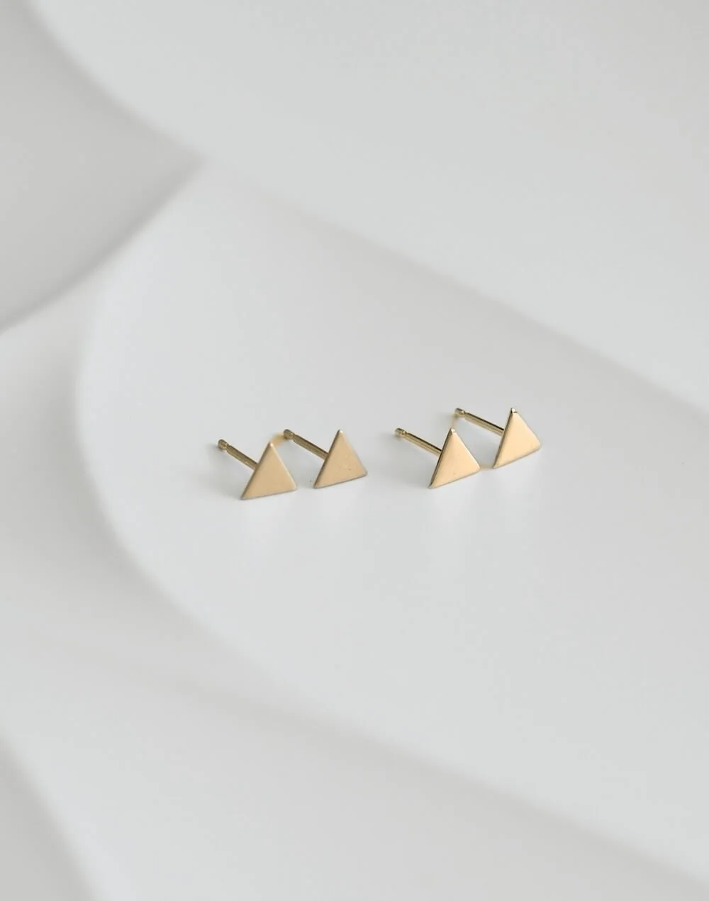 Matte Polished Gold Vermeil Triangle Stud Earrings