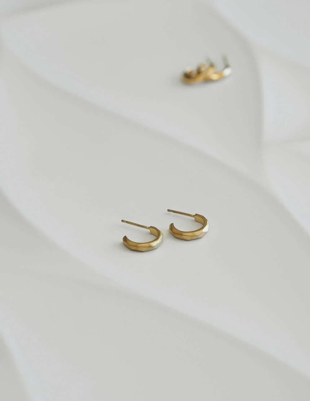Matte Gold Vermeil Mini Geometric Huggie Hoop Earrings