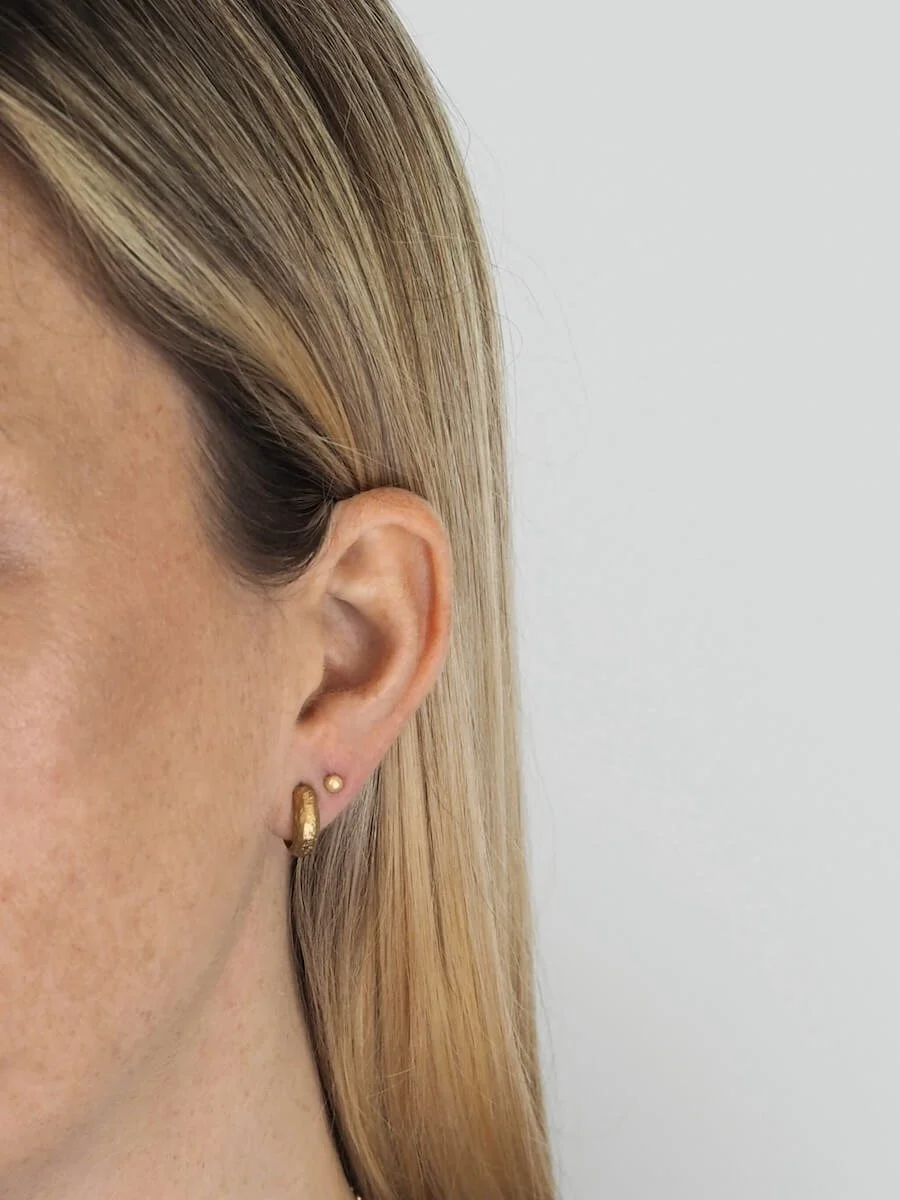 Gold Vermeil Organic Hoop Earrings Modelled