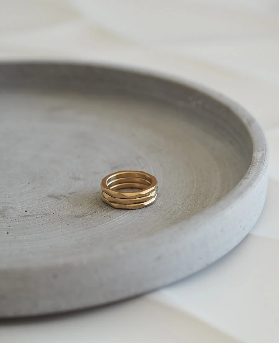 Polished Gold Vermeil geometric stacking rings