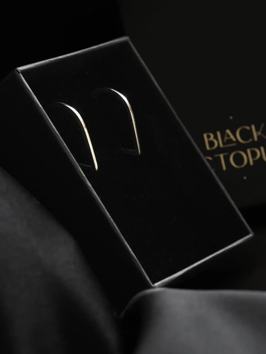 Sterling Silver Minimalist Teardrop hoop earrings in box