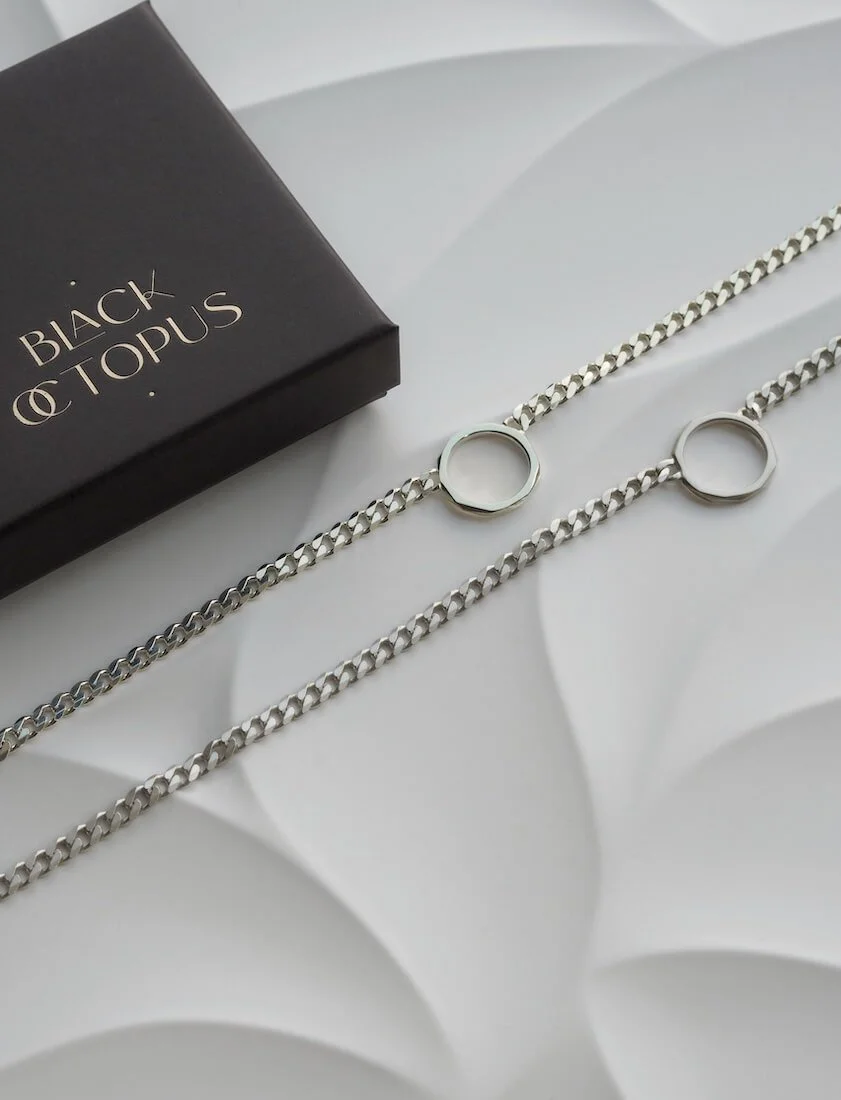 Sterling silver statement alternative curb chain necklace