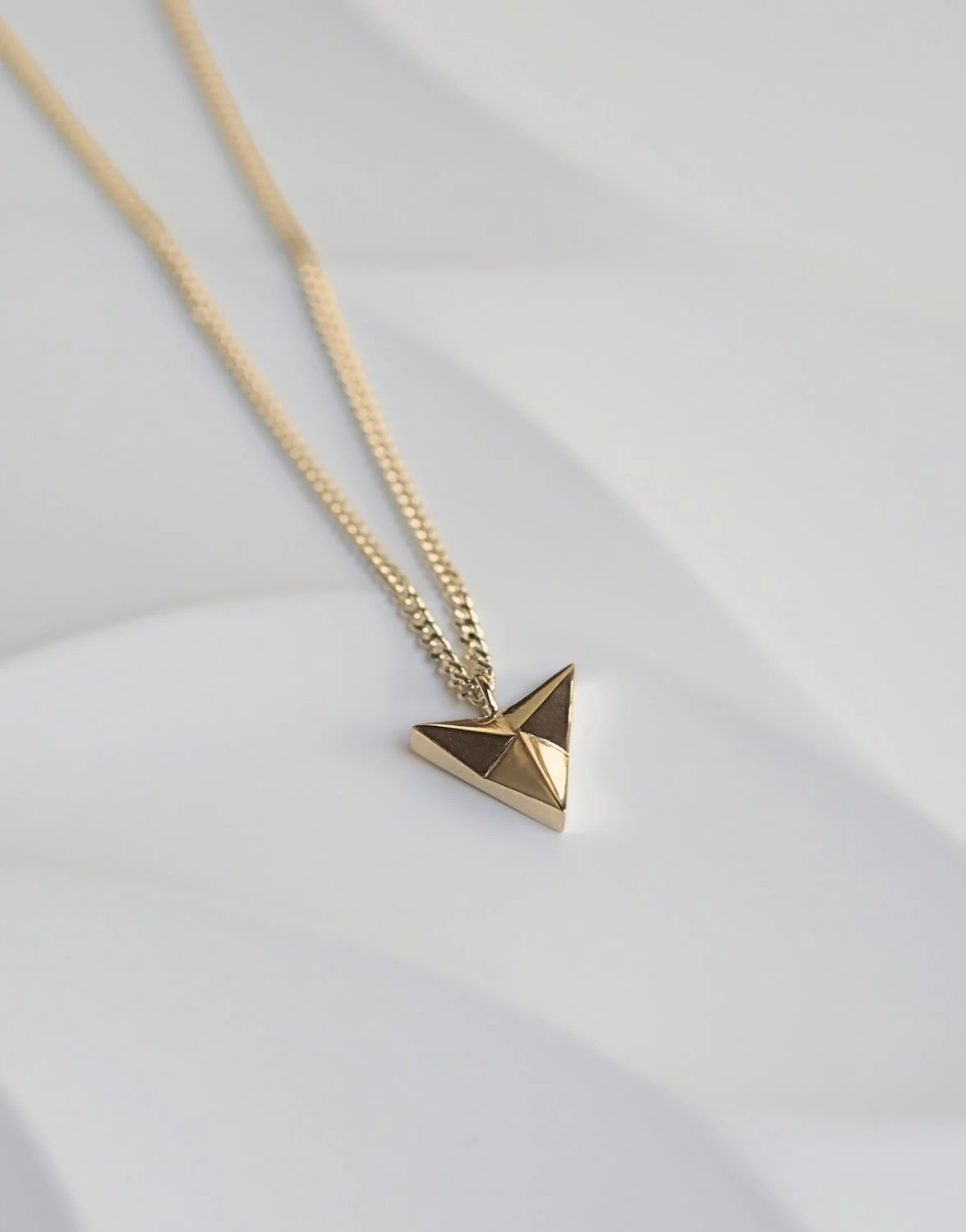 Gold Statement Arrowhead pendant on curb chain