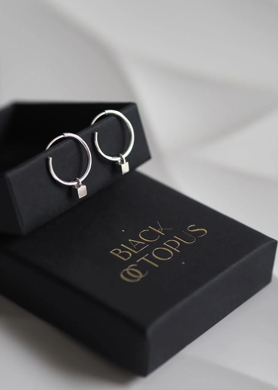 Minimalist hoop earrings with removable cube pendant