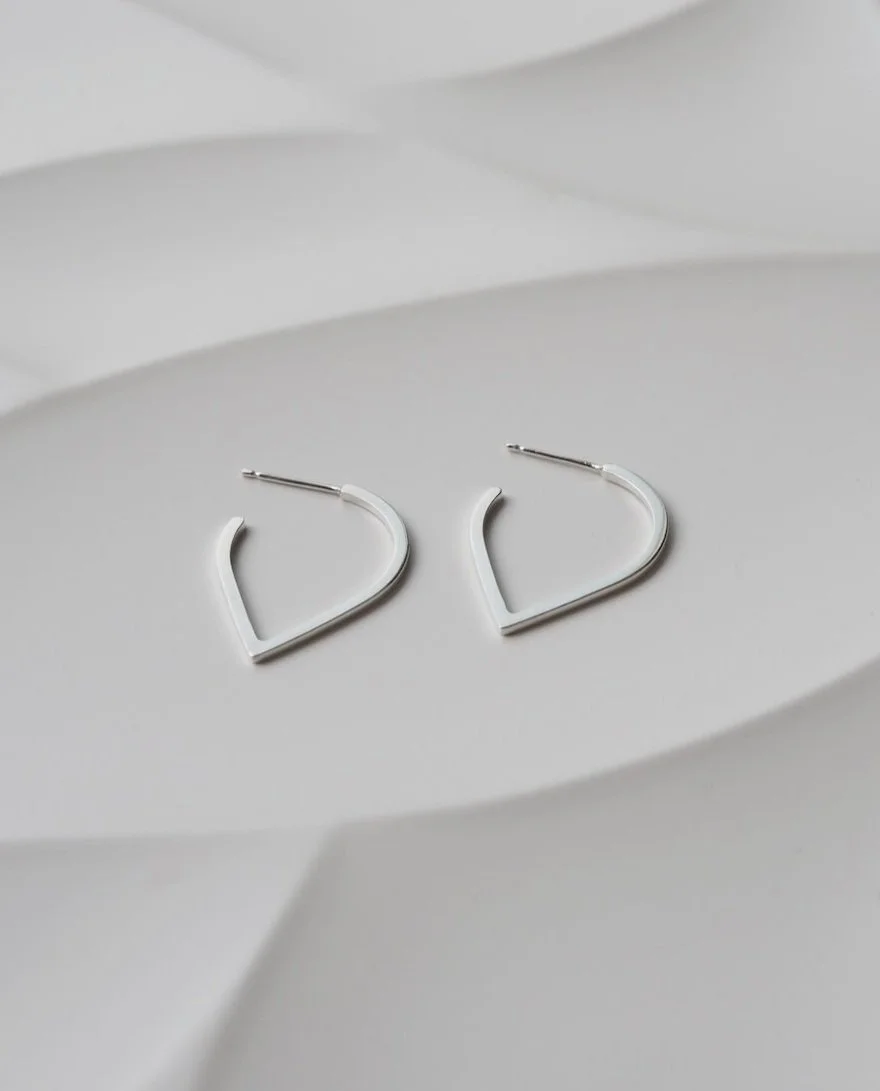 Sterling Silver Minimalist Teardrop hoop earrings