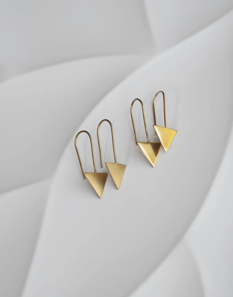 Matte polished Gold Vermeil triangle threader earrings