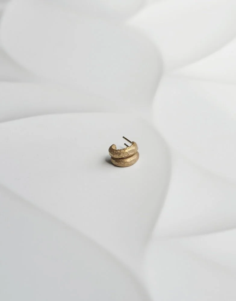 Matte Gold Vermeil Organic Hoop Earrings