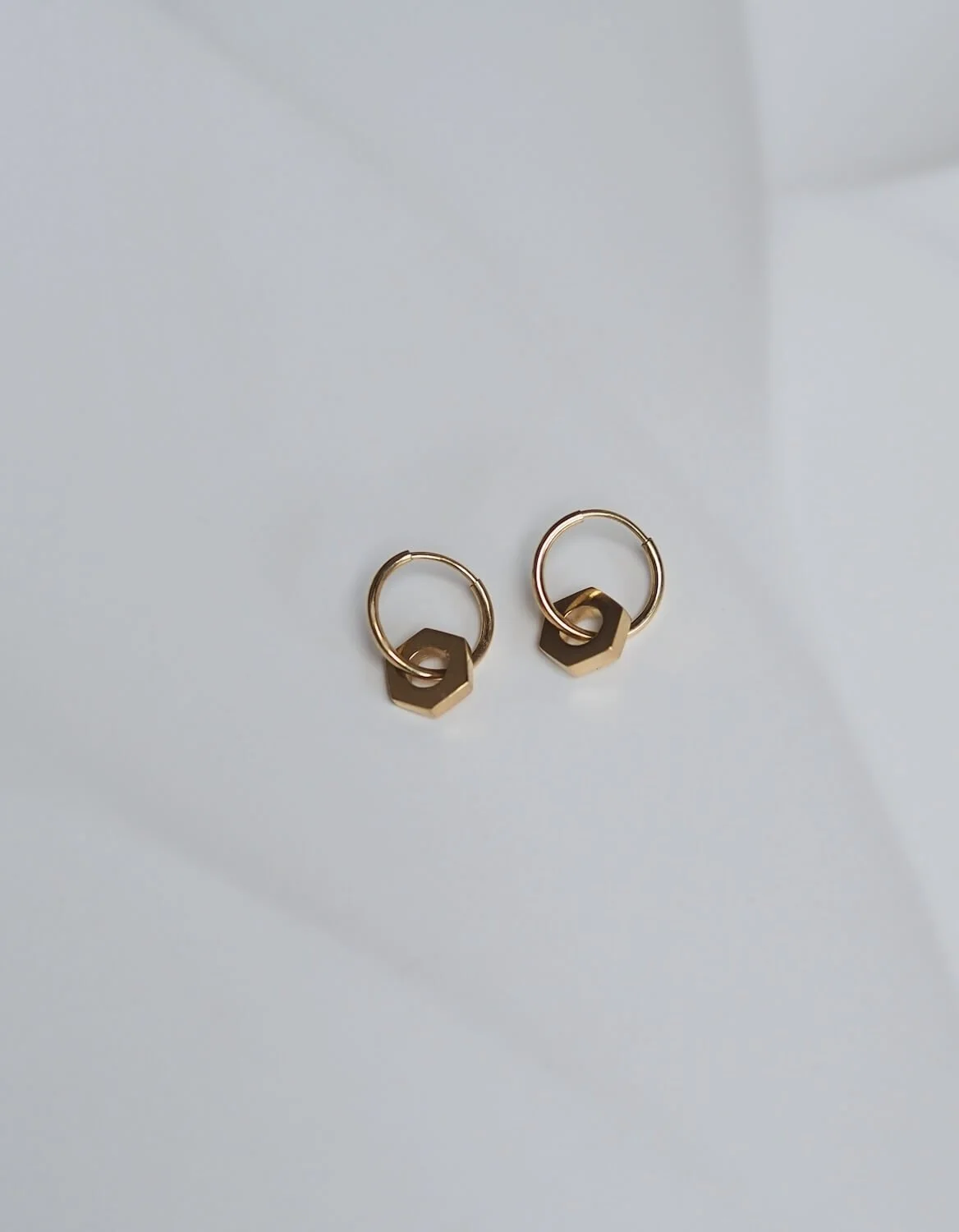 Gold Hex Hoop Earrings