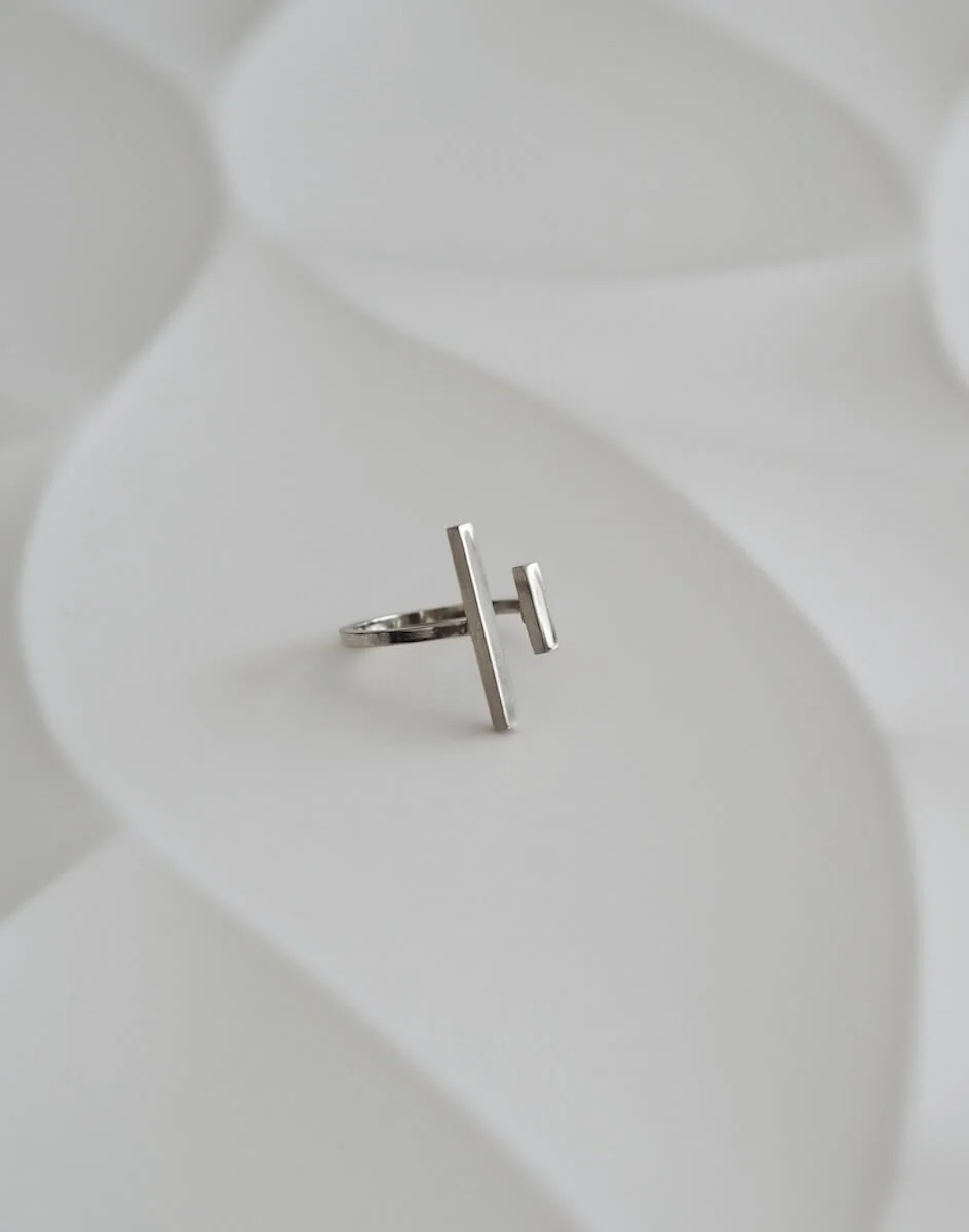 Sterling Silver double bar open ring