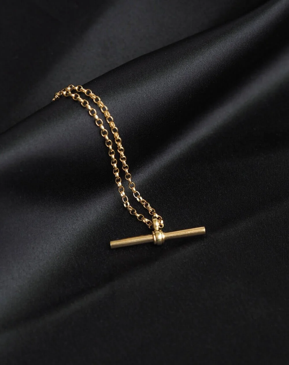 9ct Solid Gold Classic Watch chain T Bar Pendant Necklace