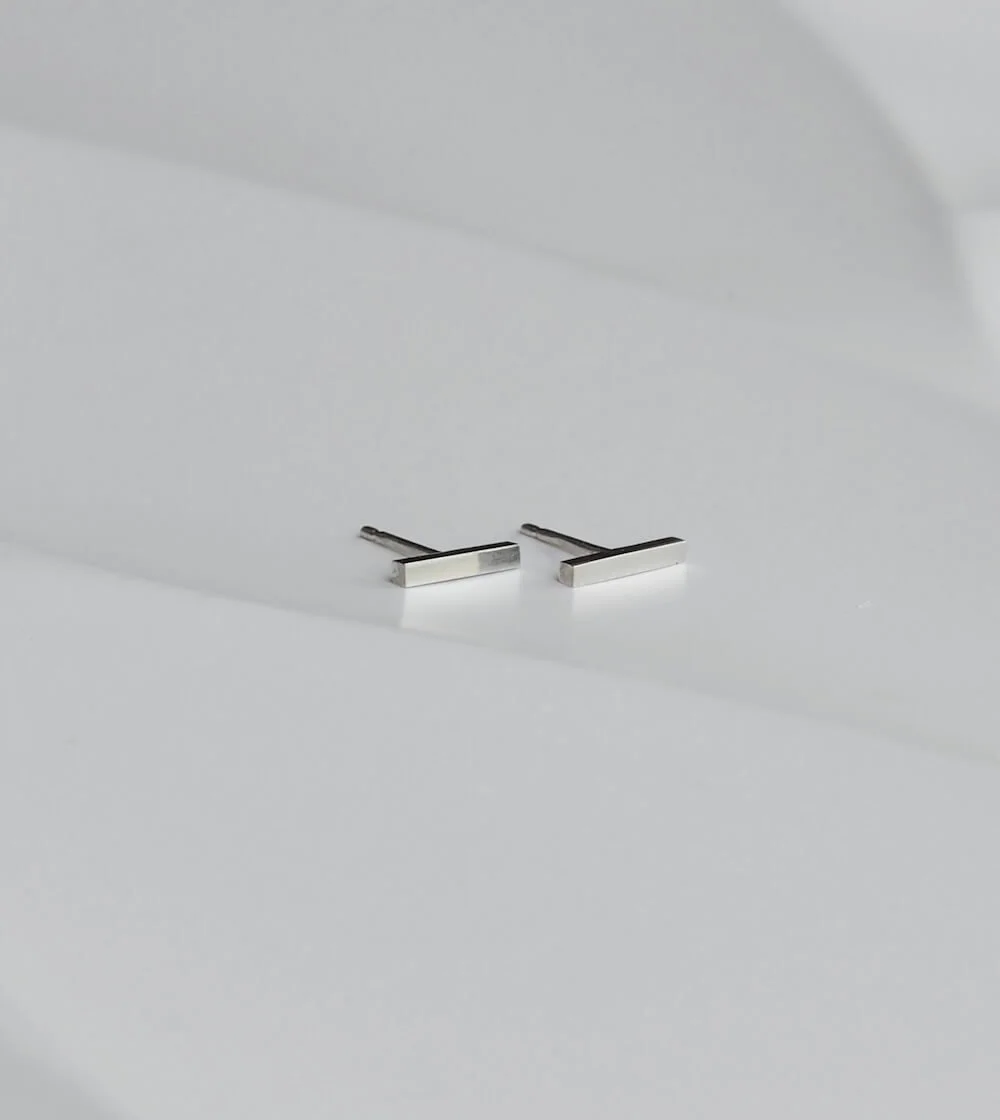 Sterling Silver square bar stud earrings
