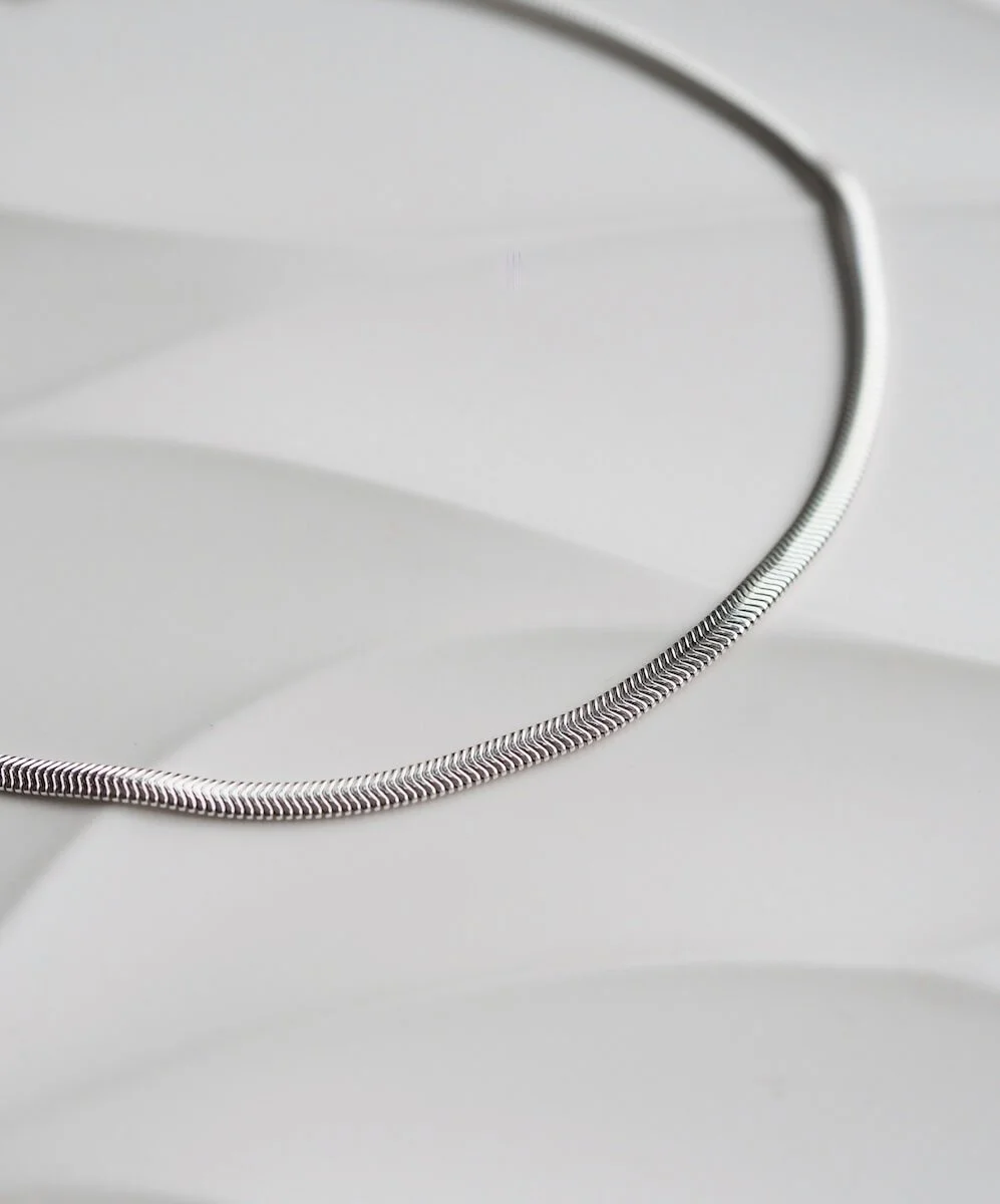 Flat Sterling Silver Snake Chain Necklace