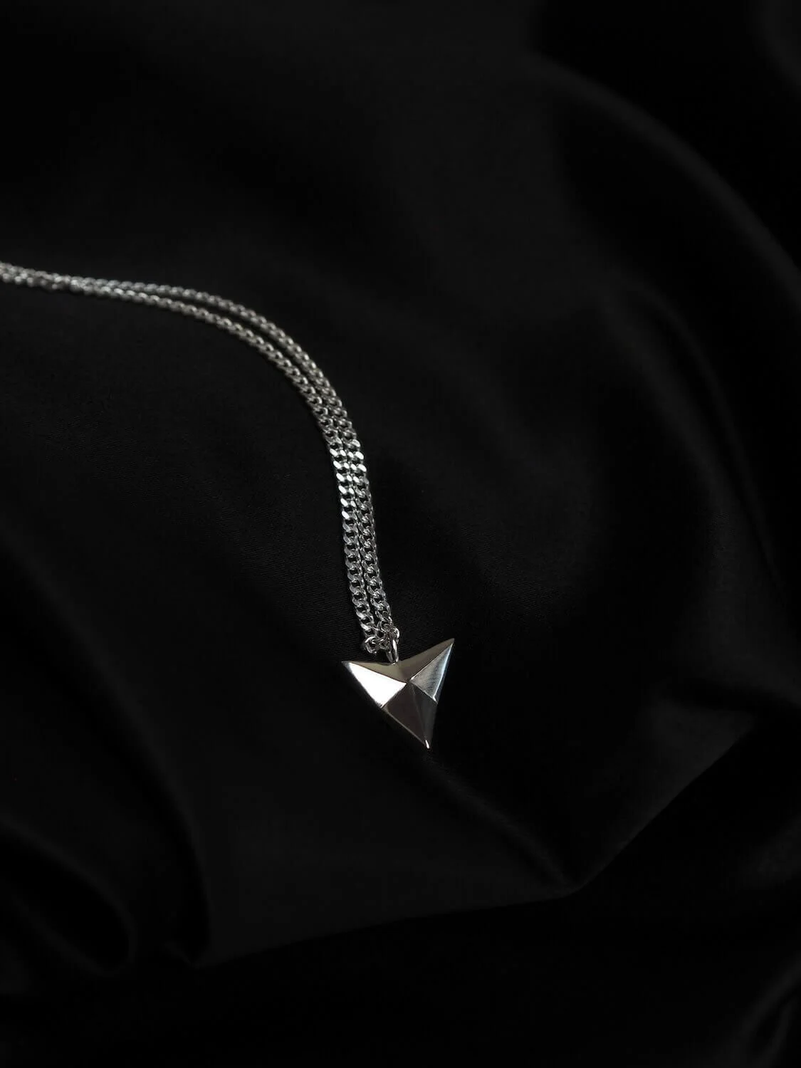 Silver statement arrowhead talisman necklace