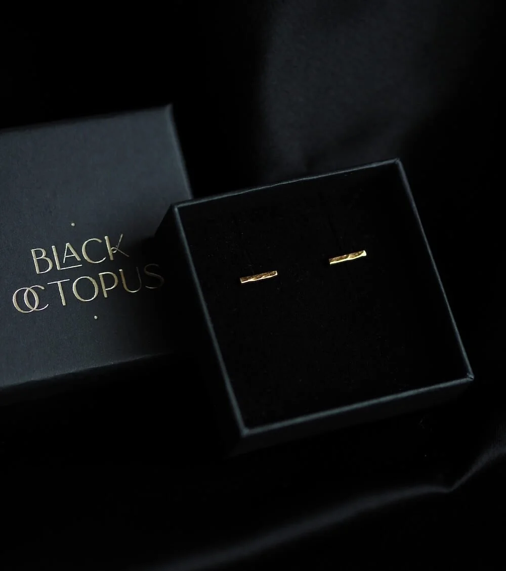 Gold Vermeil Hammered Stud Earrings Boxed