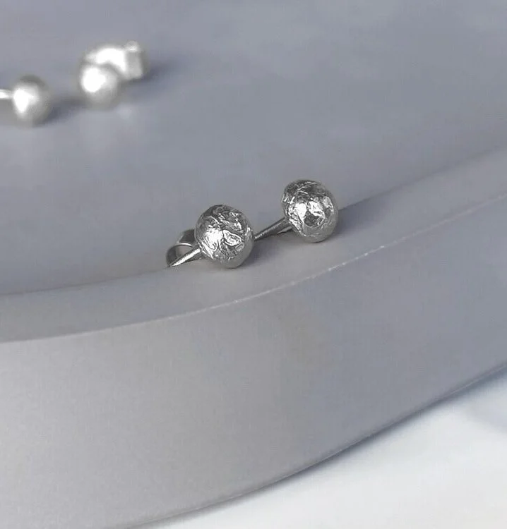 Molten Silver Stud Earrings