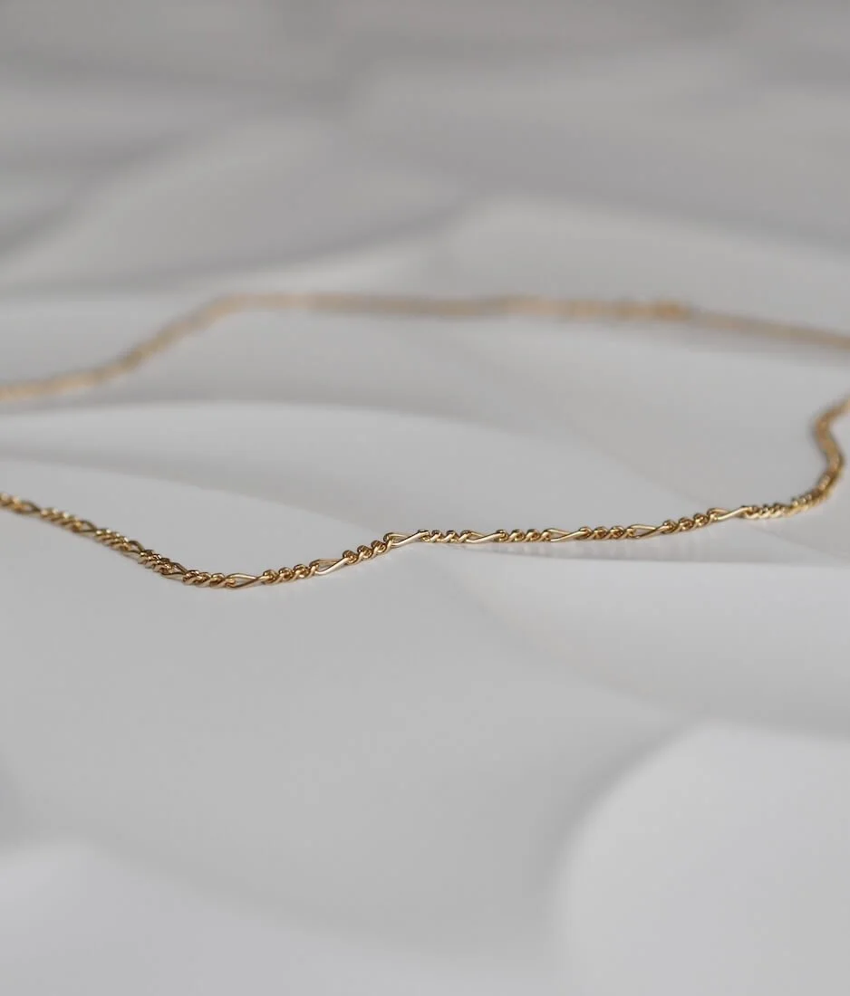 Gold Vermeil Figaro Chain Necklace Close Up
