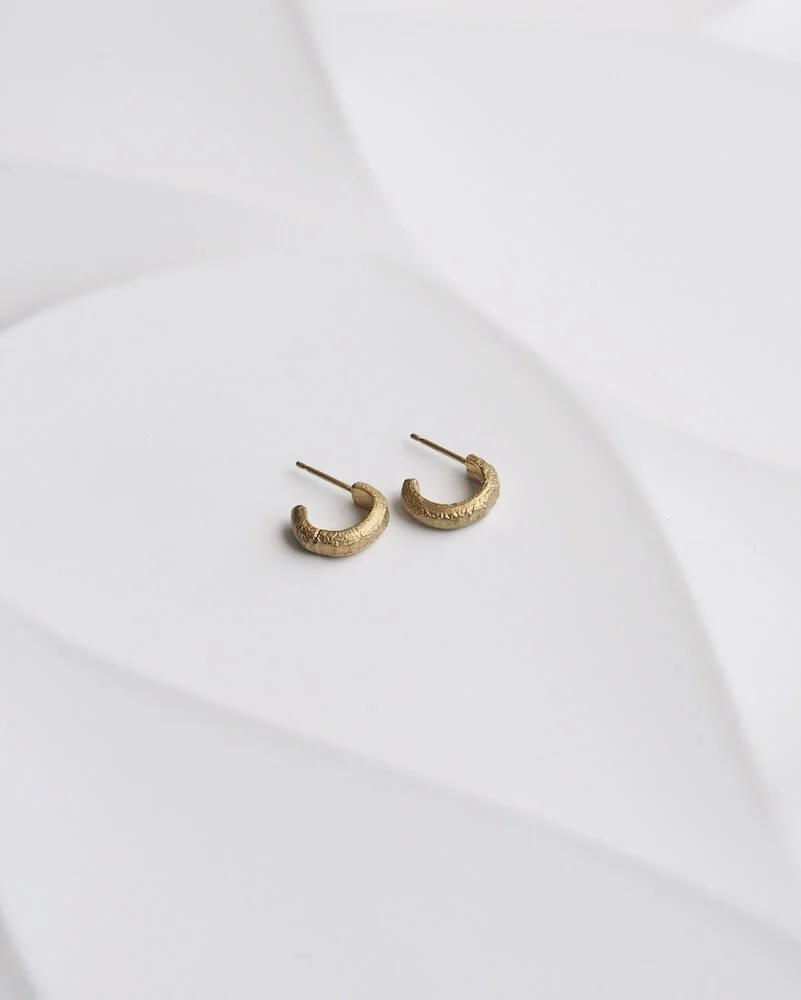 Gold Organic Mini Hoop Earrings