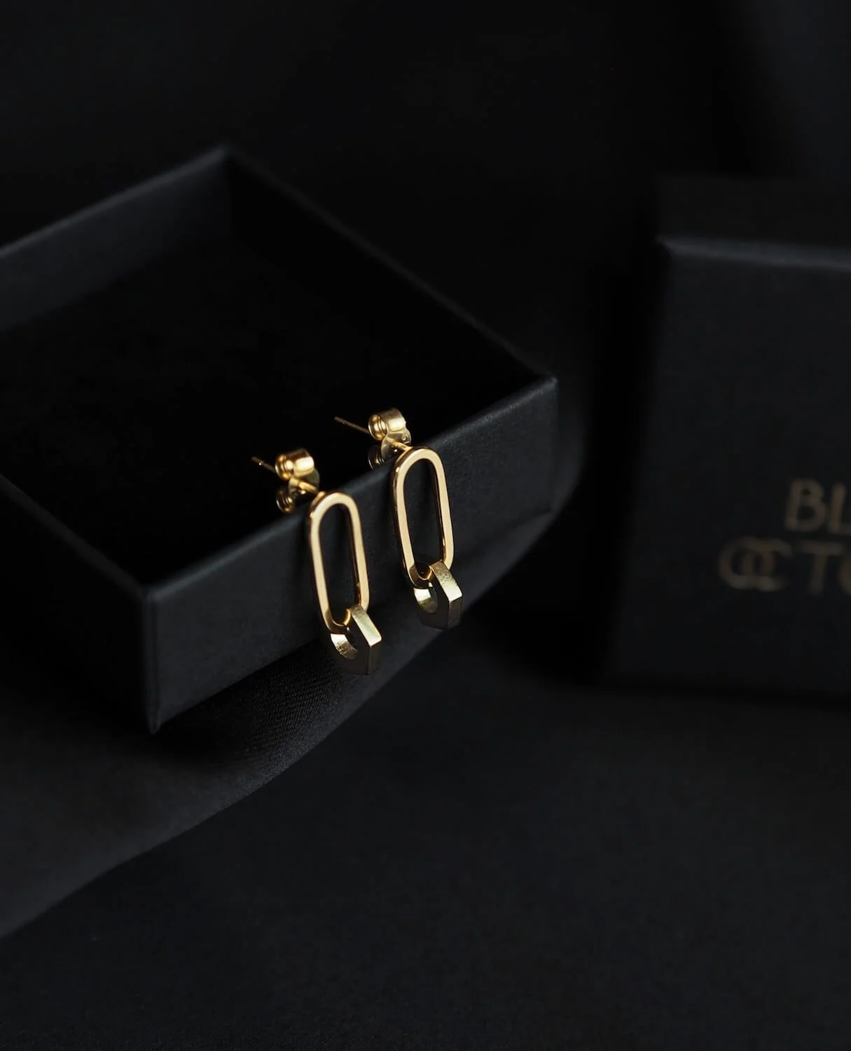 Gold Hex Drop Earrings