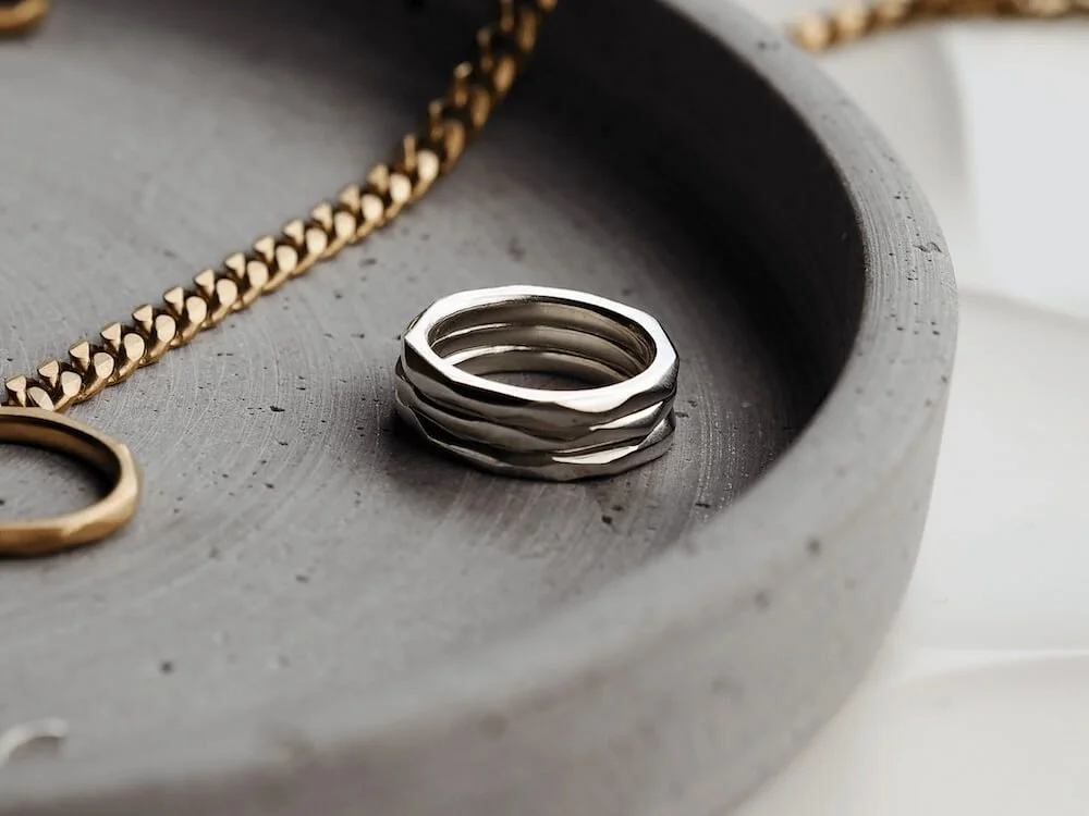 Polished Sterling Silver geometric stacking rings