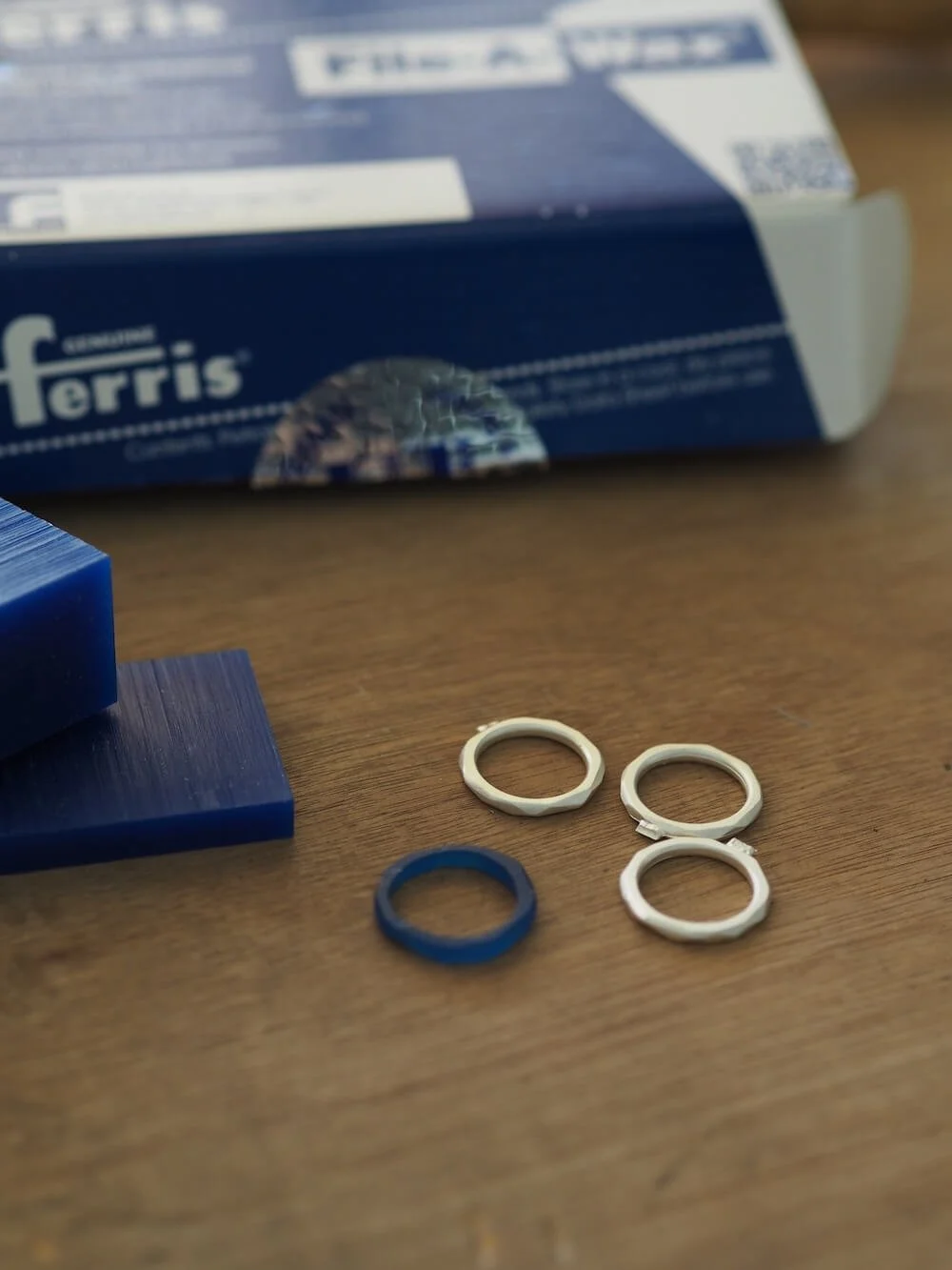 Lost wax casting wax material with facet ring
