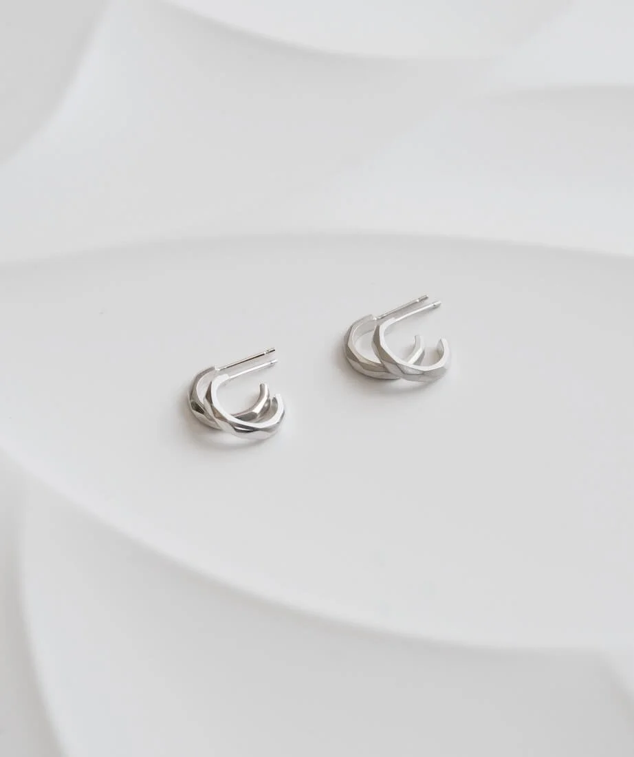 Mini Silver Geometric Hoop Earrings