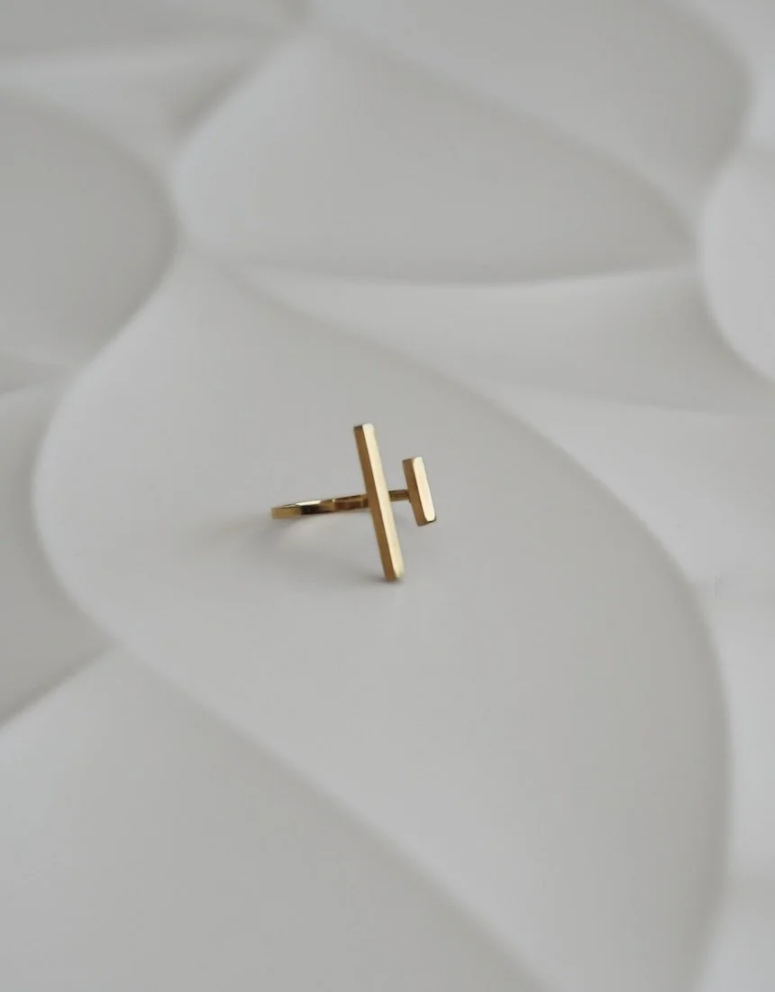 Gold Double Bar Ring