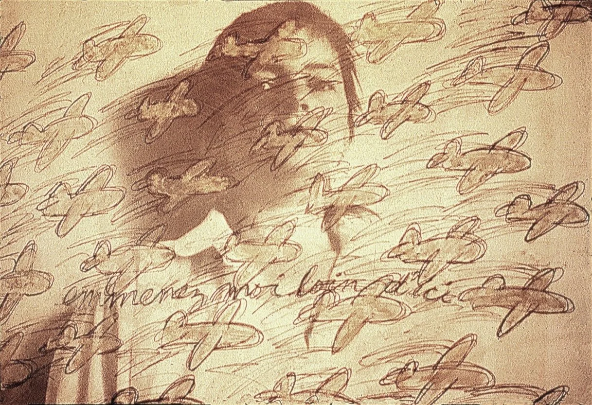 Emmenez-moi loin d'ici, 1979, acrylic and Pencil on silver print, 70x100 cm.
