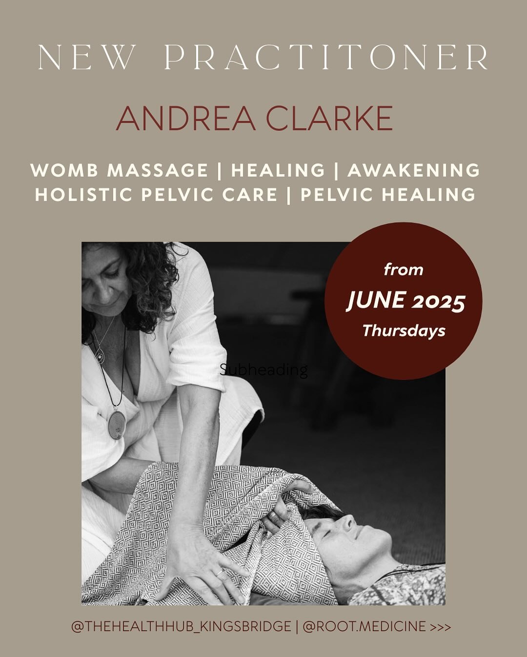 Welcoming Andrea of @root.medicine

Andrea specialises in womb and pelvic health. She brings a wealth of experience, expertise and love to her clients. Although she works with the physical issues such as menstrual pain, pelvic pain, conditions such a