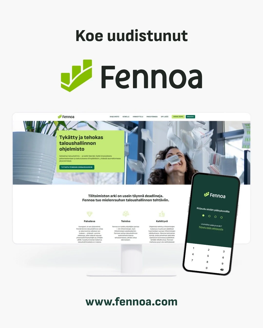 Huomasitteko, ett&auml; Fennoa-ohjelmisto on uudistunut?

K&auml;ytt&auml;m&auml;mme Fennoa-ohjelmisto on saanut ison p&auml;ivityksen, joka tekee taloushallinnosta entist&auml; selke&auml;mp&auml;&auml;, nopeampaa ja miellytt&auml;v&auml;mp&auml;&au