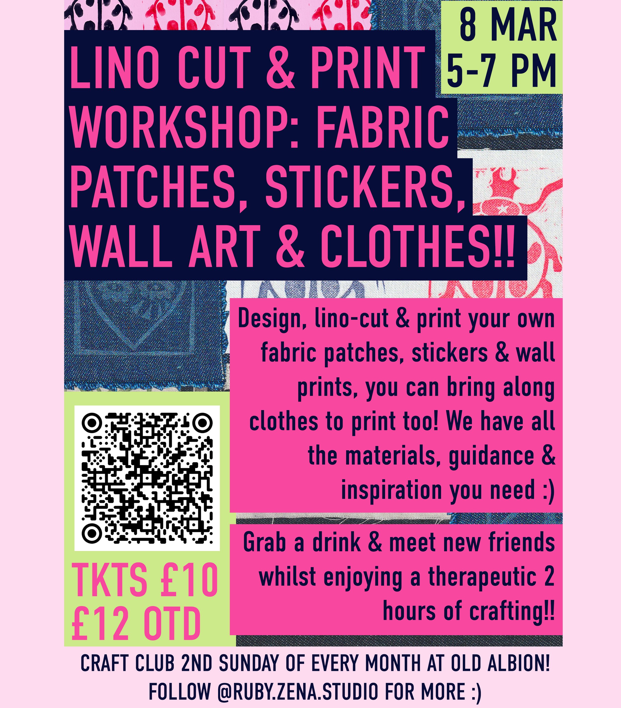 Lino Printing Fabrics & Clothes Workshop!!