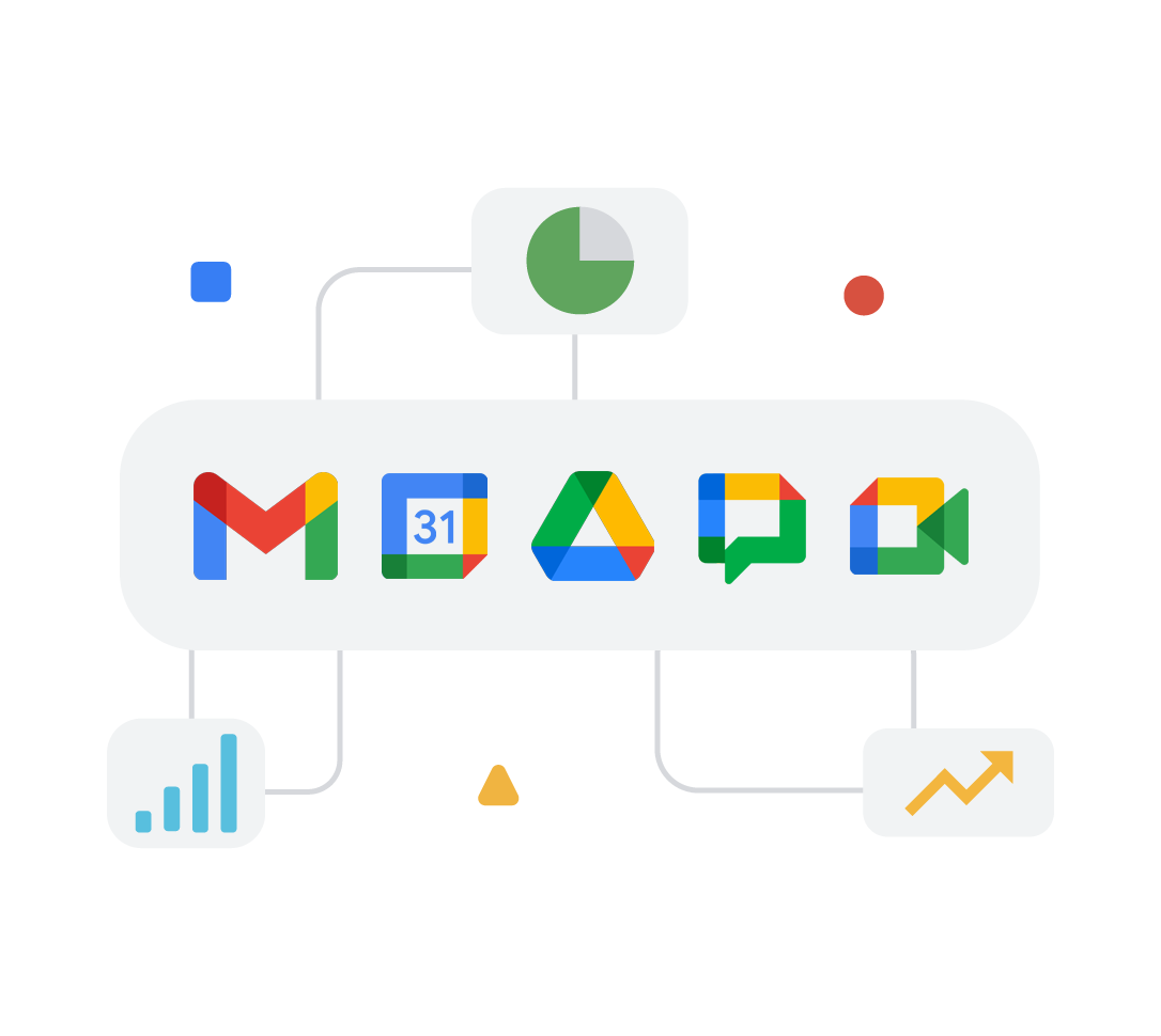 Google Workspace collaboration apps (Gmail, Calendar, Drive, Chat, and Meet)