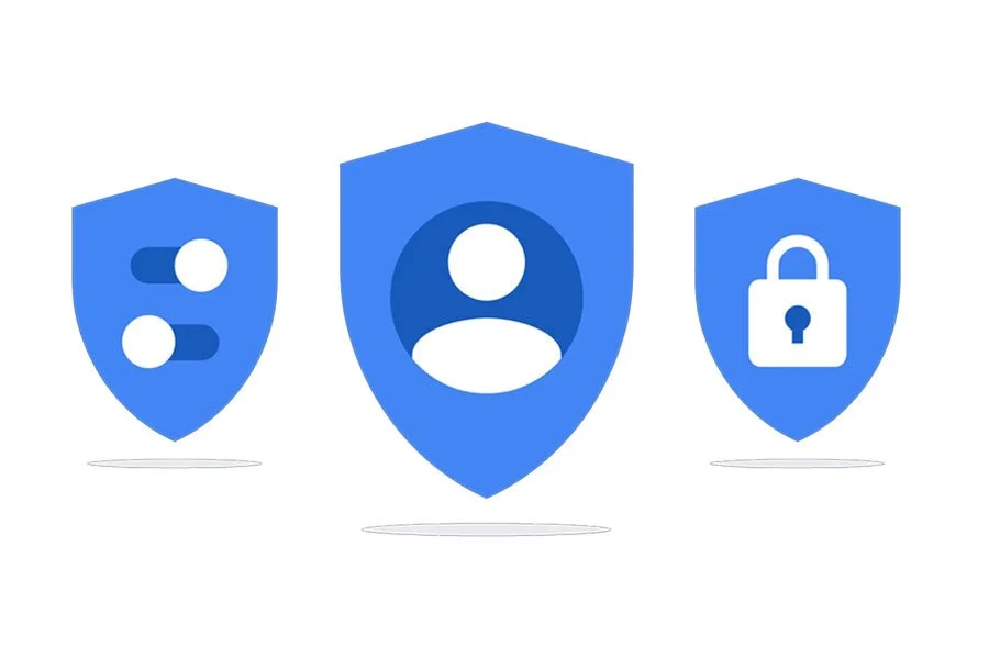 Google Workspace Security icons representing settings control, user protection, and data lock.